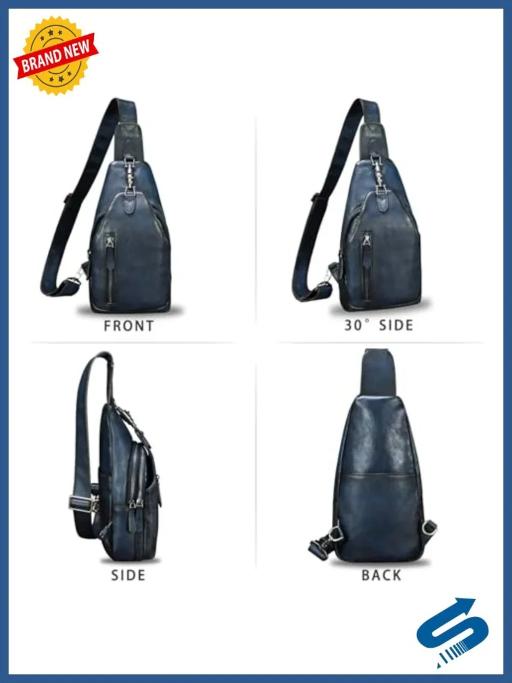 Genuine Leather Sling Bag Vintage Handmade Backpack Crossbody Chest Purse